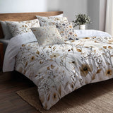 Country / Farmhouse Bedding Set of 5 - Faded Soil Florals Duvet Cover And Throw Cushion Set