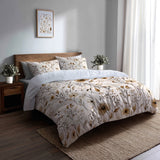 Country / Farmhouse Bedding Set of 5 - Faded Soil Florals Duvet Cover And Throw Cushion Set