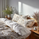 Country / Farmhouse Bedding Set of 5 - Faded Soil Florals Duvet Cover And Throw Cushion Set