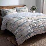 Abstract Bedding Set 5 Pcs - Shore Breeze Stripes Duvet Cover And Throw Pillow Set