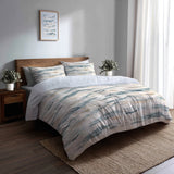 Abstract Bedding Set 5 Pcs - Shore Breeze Stripes Duvet Cover And Throw Pillow Set
