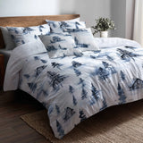 No Pattern 5 Pcs Bedding Set - Winter Rustic Cabin In The Woods Duvet Cover And Pillow Set