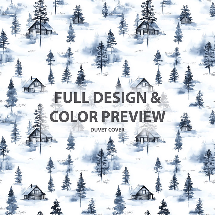 No Pattern 5 Pcs Bedding Set - Winter Rustic Cabin In The Woods Duvet Cover And Pillow Set