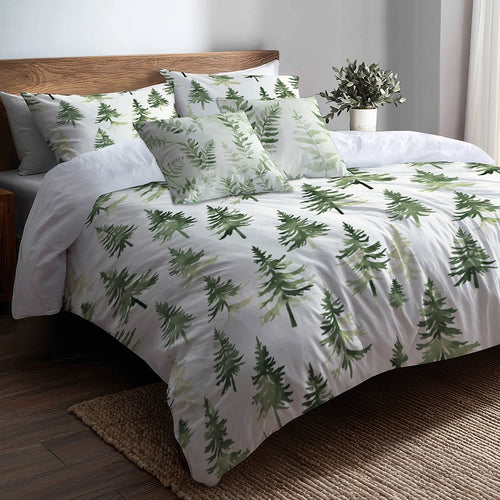 Rustic / Lodge Bedding Set - Green Cedar Air Duvet Cover And Cushion Set