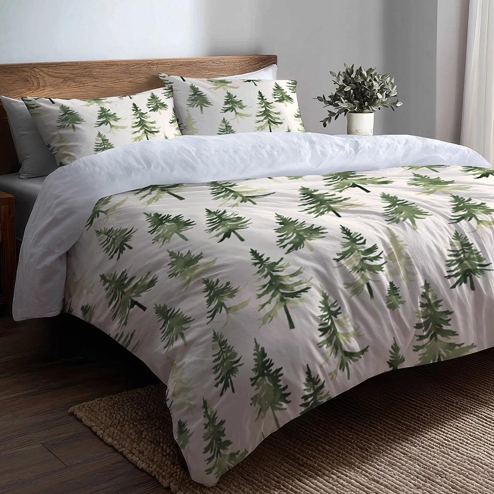 Rustic / Lodge Bedding Set - Green Cedar Air Duvet Cover And Cushion Set