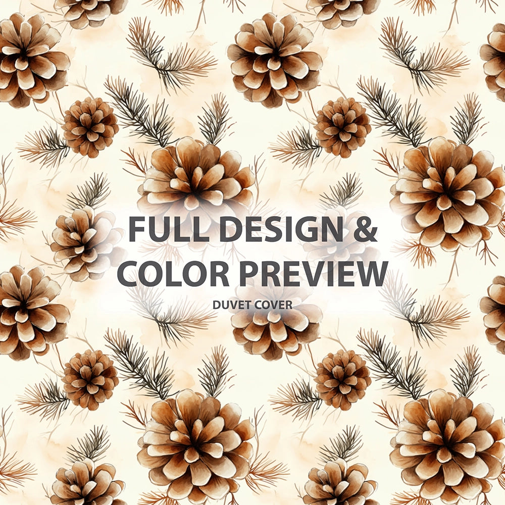 Floral Duvet Cover Set of 3 - Rustic Pinecone Light Bedding Set