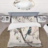 Multicolor Birds On Plum Blossoms Tree XIII - Duvet Cover Set