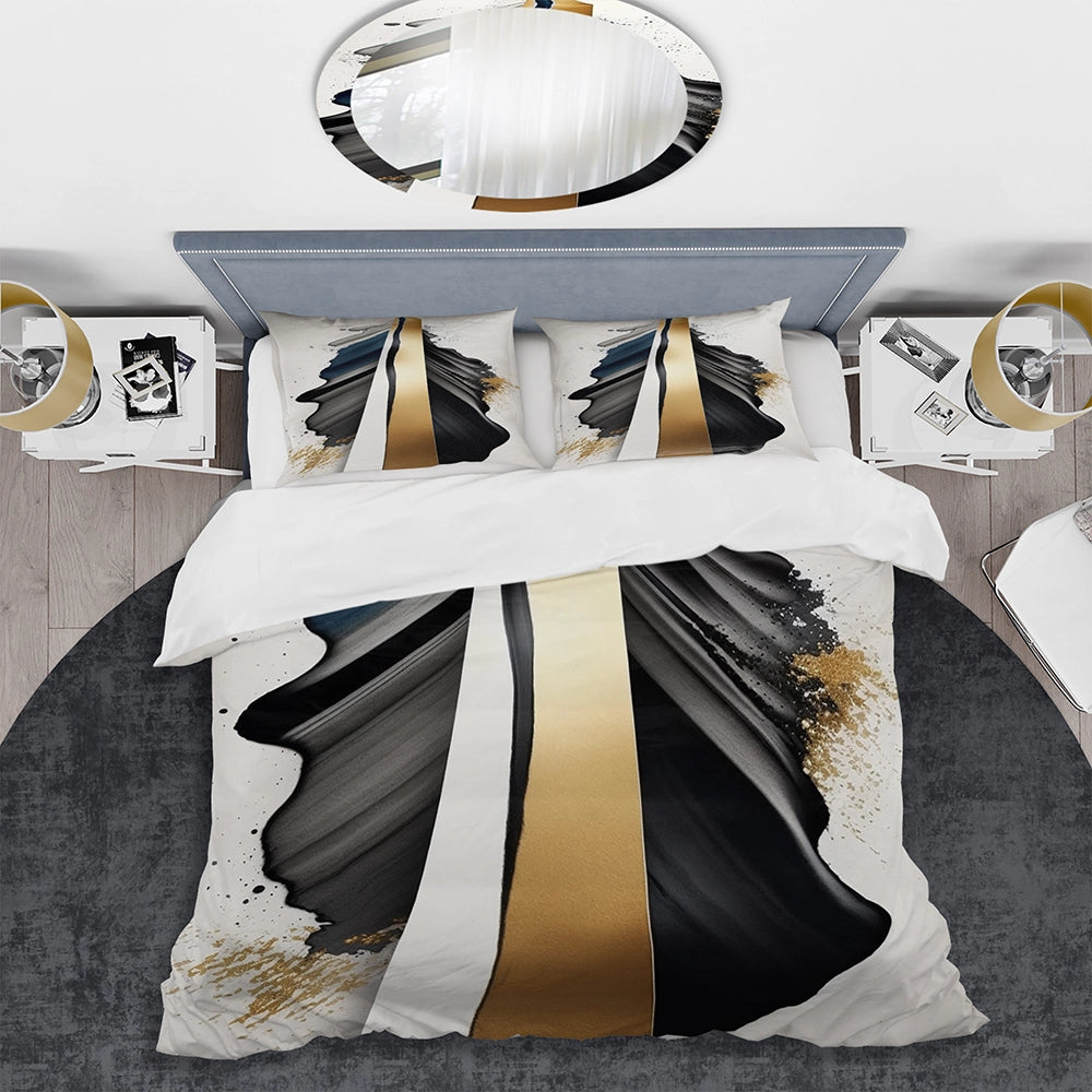 Black And Gold Cubic Expression VII - Duvet Cover Set