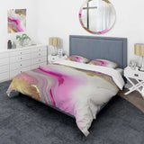 Pink And Gold Marble Abstract II - Duvet Cover Set