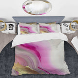 Pink And Gold Marble Abstract II - Duvet Cover Set