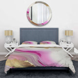 Pink And Gold Marble Abstract II - Duvet Cover Set