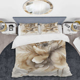 Single Beige Flower IV - Duvet Cover Set