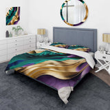 Purple, Green And Gold Bold Strokes III - Duvet Cover Set