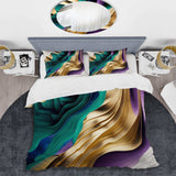 Purple, Green And Gold Bold Strokes III - Duvet Cover Set