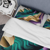 Purple, Green And Gold Bold Strokes III - Duvet Cover Set