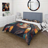 Colorful Native American Woman III - Duvet Cover Set