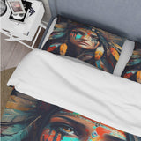 Colorful Native American Woman III - Duvet Cover Set