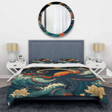 Japanese Landscape With Octopus V - Duvet Cover Set