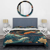 Japanese Landscape With Octopus V - Duvet Cover Set