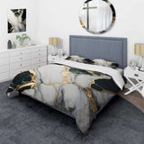 Abstract Geode Gold And Green Marble I - Duvet Cover Set