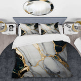 Abstract Geode Gold And Green Marble I - Duvet Cover Set