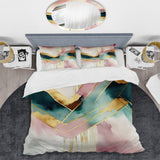 Abstract Geode Geometric Pink And Green III - Duvet Cover Set