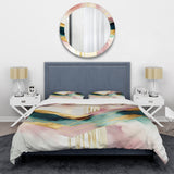 Abstract Geode Geometric Pink And Green III - Duvet Cover Set