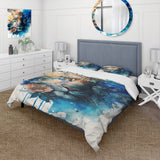Tiger Portrait With Flowers II - Duvet Cover Set
