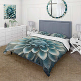 Blue,White Dahlia Flowers I - Duvet Cover Set