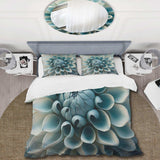 Blue,White Dahlia Flowers I - Duvet Cover Set