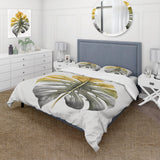 Yellow And Grey Philodendron Leaf I - Duvet Cover Set