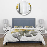 Yellow And Grey Philodendron Leaf I - Duvet Cover Set