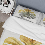 Yellow And Grey Philodendron Leaf I - Duvet Cover Set