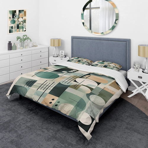 Green Black Minimalism Quiet Depths I - Duvet Cover Set