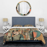 Golden Mid Century Boho Drawing - Duvet Cover Set