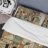 Golden Mid Century Boho Drawing - Duvet Cover Set