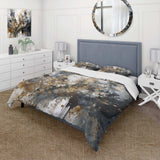 Grey Gold Delicate Abstract Brushstrokes V - Duvet Cover Set