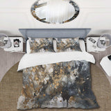 Grey Gold Delicate Abstract Brushstrokes V - Duvet Cover Set