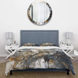 Grey Gold Delicate Abstract Brushstrokes V - Duvet Cover Set