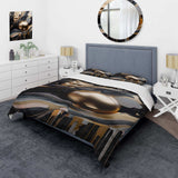 Gold And Black Marbled Euphoria III - Duvet Cover Set