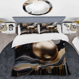 Gold And Black Marbled Euphoria III - Duvet Cover Set