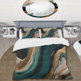 Gold And Green Marbled Euphoria III - Duvet Cover Set