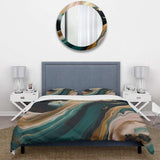 Gold And Green Marbled Euphoria III - Duvet Cover Set