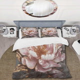 Pink Gold Peonies Petals - Duvet Cover Set