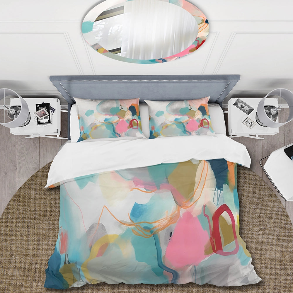 Pink Blue Minimalims Fludity II - Duvet Cover Set