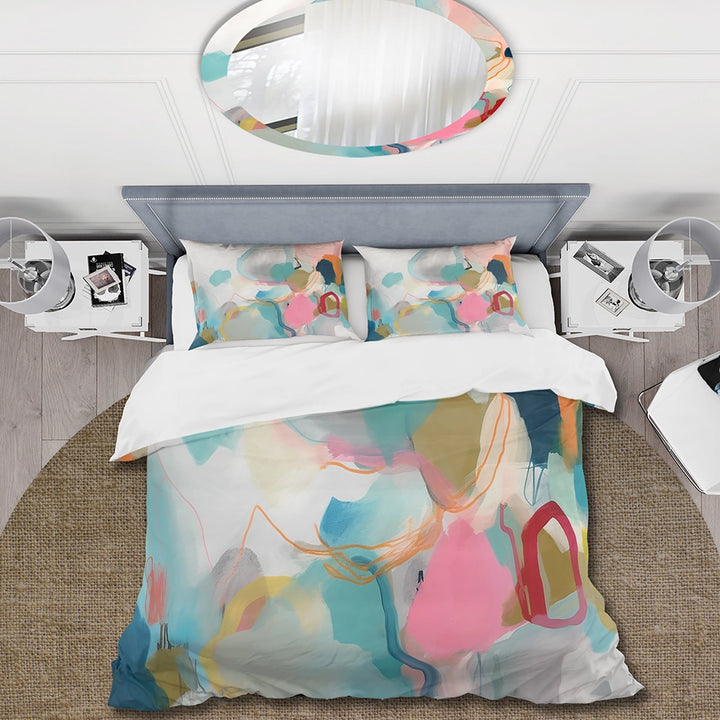 Pink Blue Minimalims Fludity II - Duvet Cover Set