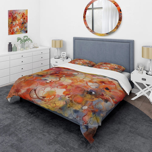 Orange Red Marbled Dreamscape II - Duvet Cover Set