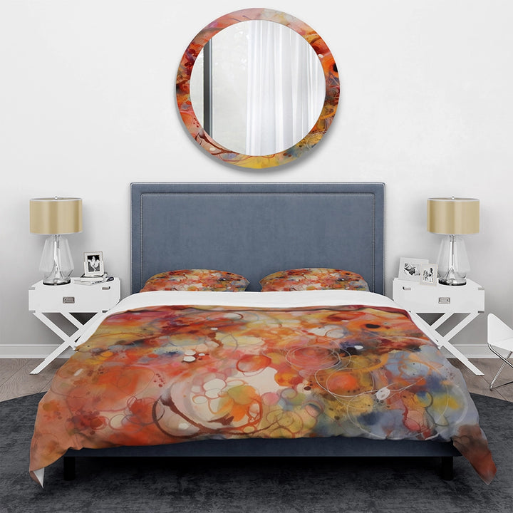 Orange Red Marbled Dreamscape II - Duvet Cover Set