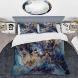 Gold Purple Captivating Liquid Ink I - Duvet Cover Set