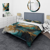 Turquoise And Gold Sculpting Space - Duvet Cover Set